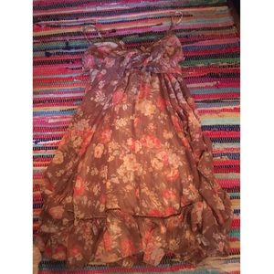 Liz Lisa Brown Floral Chiffon Dress Gyaru JFashion